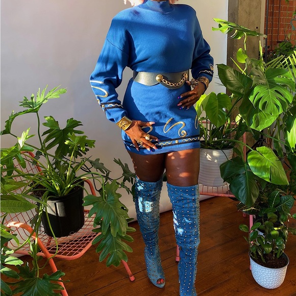 Blue 80s Retro Sweater